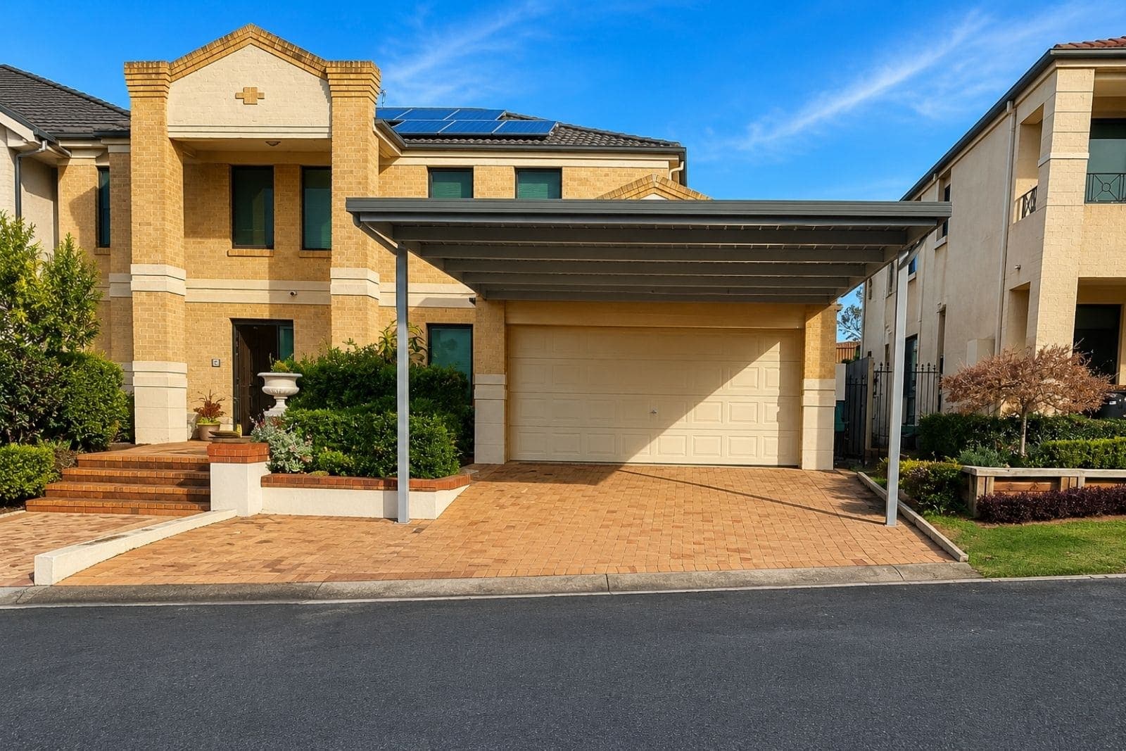 Timber-framed carport built alongside a Sydney driveway