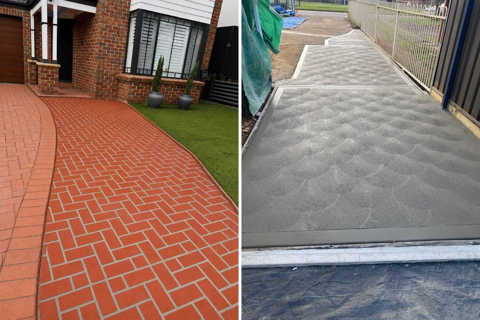 Freshly poured concrete driveway at a Sydney residential property